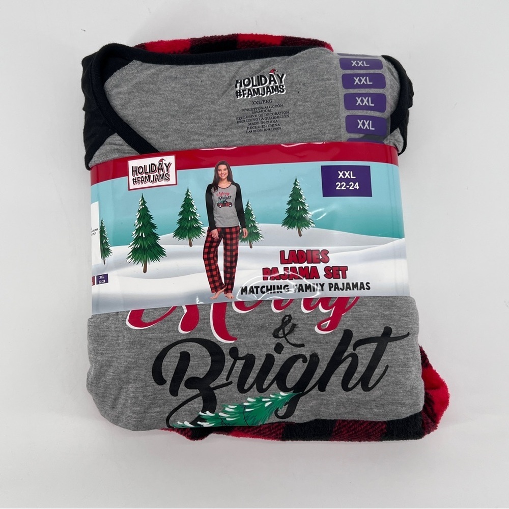NWT Holiday #famjams Gray and Red Winter-Themed Pajama Set Size XXL Women’s